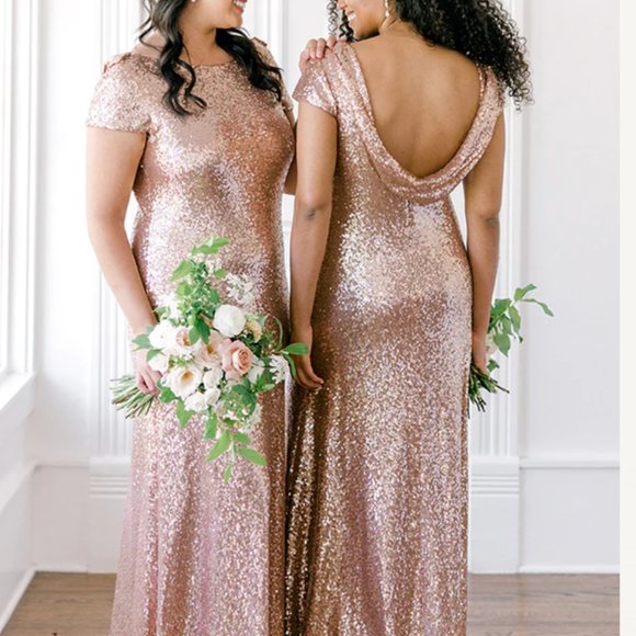 REVELRY Chloe Sequin Dress Rose Gold - SIZE 6 - Picture 1 of 8